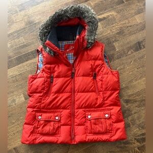 Metro Orange Puffer Vest with Plaid Interior